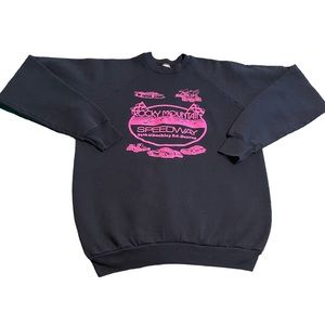 Fruit of the Loom Black and Pink Crew Neck Sweater